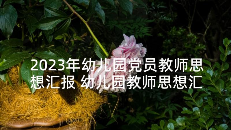 2023年幼儿园党员教师思想汇报 幼儿园教师思想汇报(模板9篇)