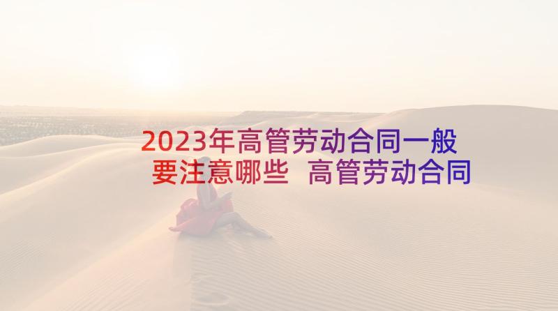 2023年高管劳动合同一般要注意哪些 高管劳动合同(通用5篇)