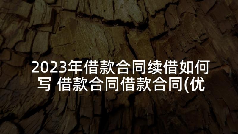 2023年借款合同续借如何写 借款合同借款合同(优秀5篇)