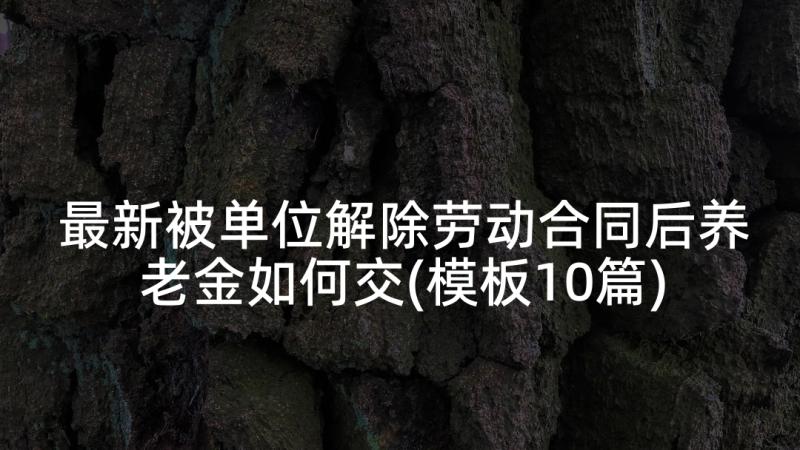 最新被单位解除劳动合同后养老金如何交(模板10篇)