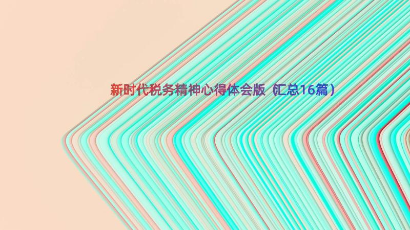 新时代税务精神心得体会版（汇总16篇）