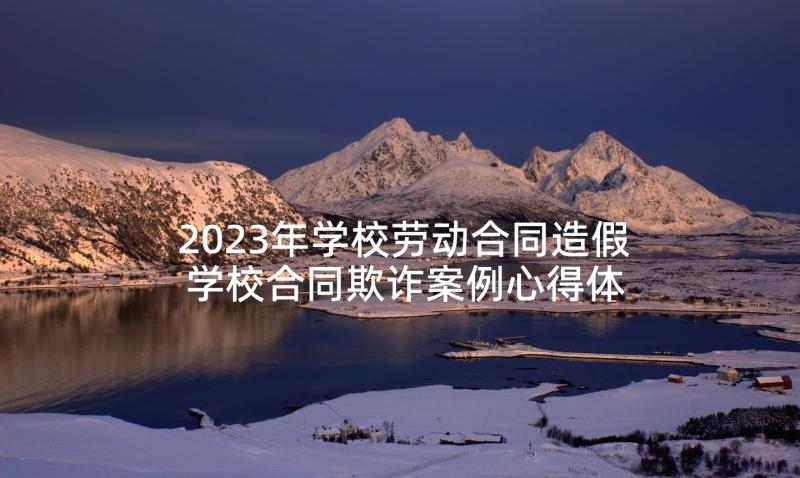 2023年学校劳动合同造假 学校合同欺诈案例心得体会(精选10篇)