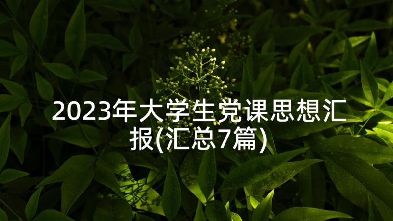 2023年大学生党课思想汇报(汇总7篇)