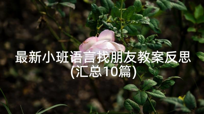 最新小班语言找朋友教案反思(汇总10篇)