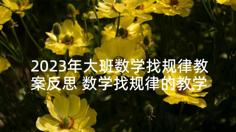 2023年大班数学找规律教案反思 数学找规律的教学反思(实用8篇)