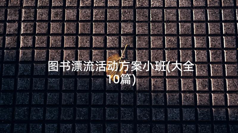 图书漂流活动方案小班(大全10篇)