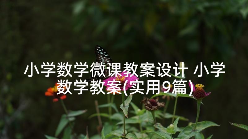 小学数学微课教案设计 小学数学教案(实用9篇)