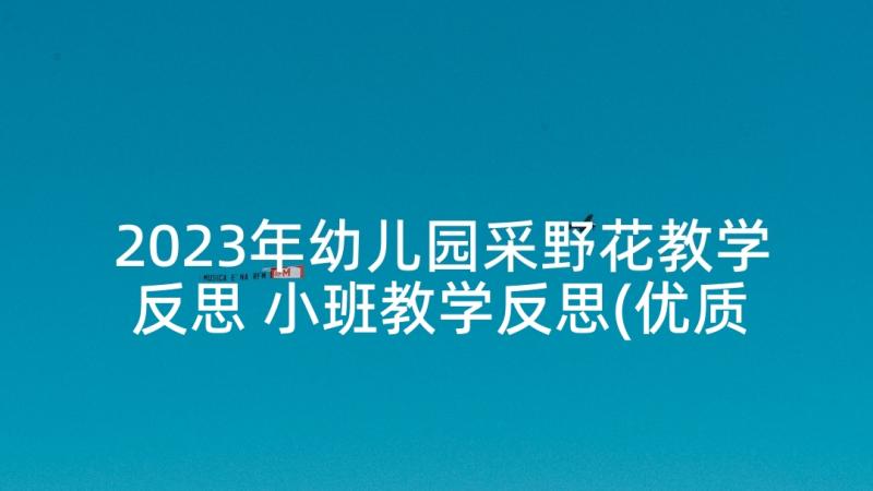 2023年幼儿园采野花教学反思 小班教学反思(优质7篇)