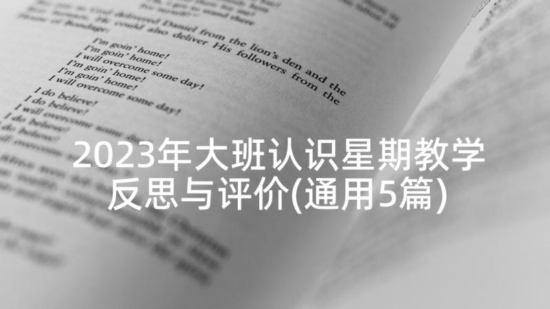 2023年大班认识星期教学反思与评价(通用5篇)