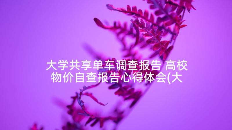 大学共享单车调查报告 高校物价自查报告心得体会(大全7篇)