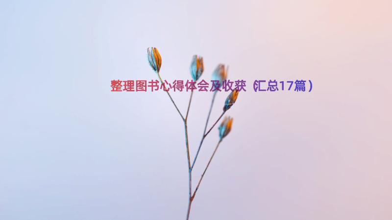 整理图书心得体会及收获（汇总17篇）