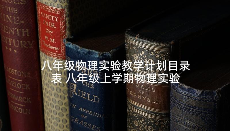 八年级物理实验教学计划目录表 八年级上学期物理实验教学计划(模板8篇)