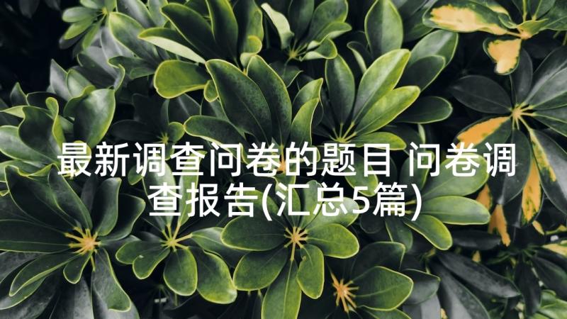 最新调查问卷的题目 问卷调查报告(汇总5篇)