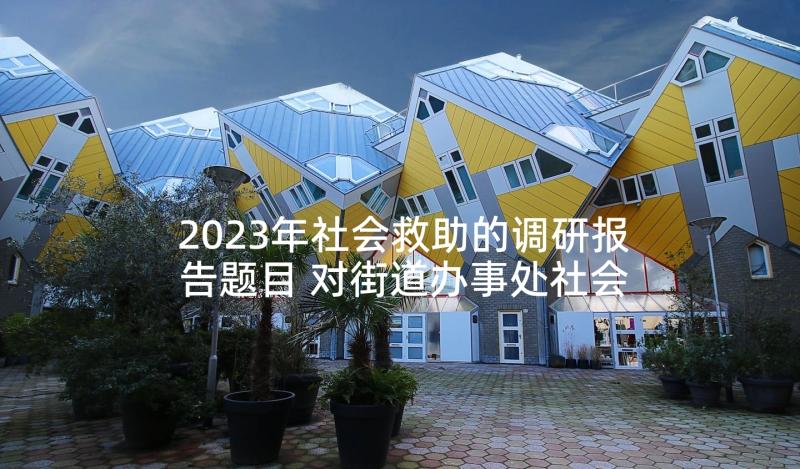 2023年社会救助的调研报告题目 对街道办事处社会救助工作的调研报告(汇总5篇)