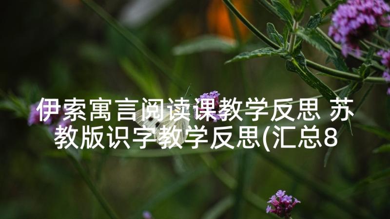 伊索寓言阅读课教学反思 苏教版识字教学反思(汇总8篇)