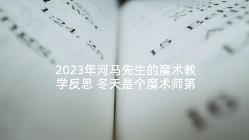 2023年河马先生的魔术教学反思 冬天是个魔术师第二课时教学反思(优秀10篇)