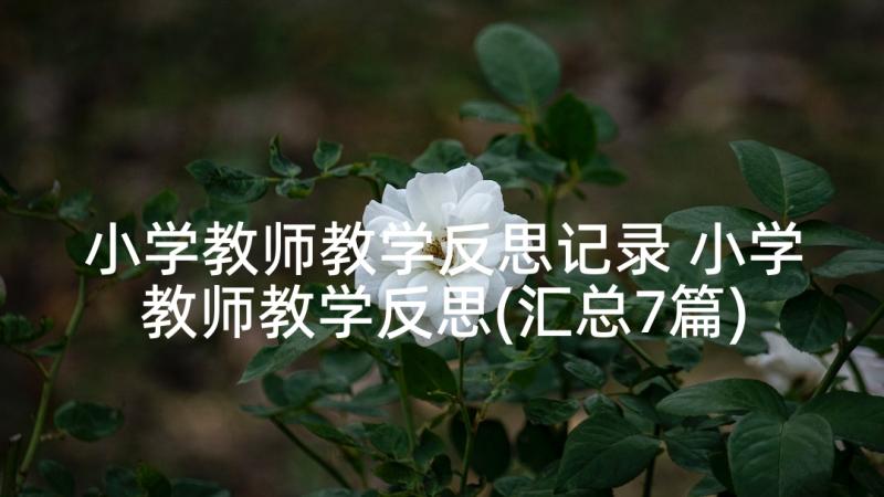 小学教师教学反思记录 小学教师教学反思(汇总7篇)