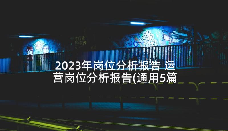 2023年岗位分析报告 运营岗位分析报告(通用5篇)