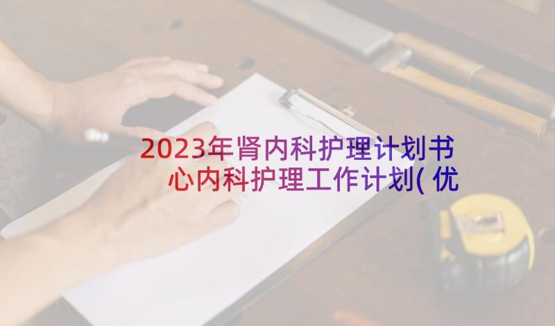 2023年肾内科护理计划书 心内科护理工作计划(优秀9篇)