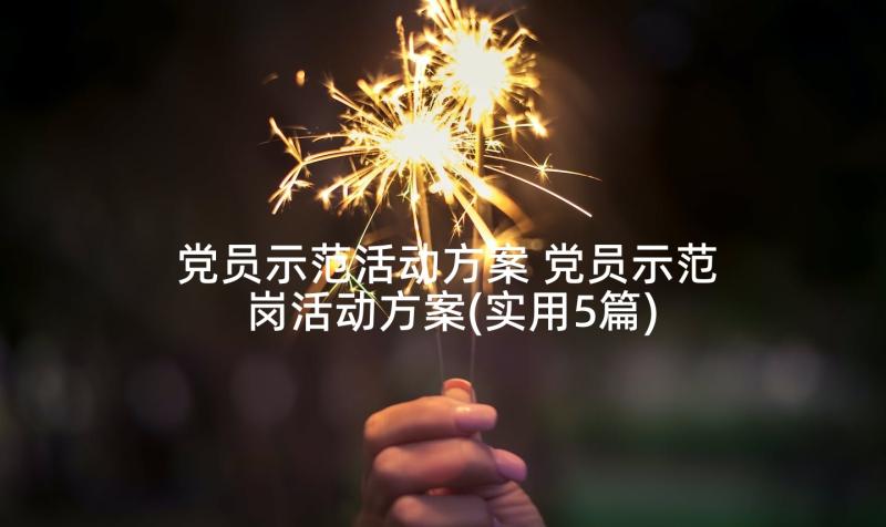 党员示范活动方案 党员示范岗活动方案(实用5篇)