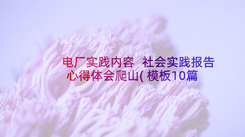 电厂实践内容 社会实践报告心得体会爬山(模板10篇)