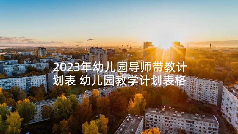 2023年幼儿园导师带教计划表 幼儿园教学计划表格(模板7篇)