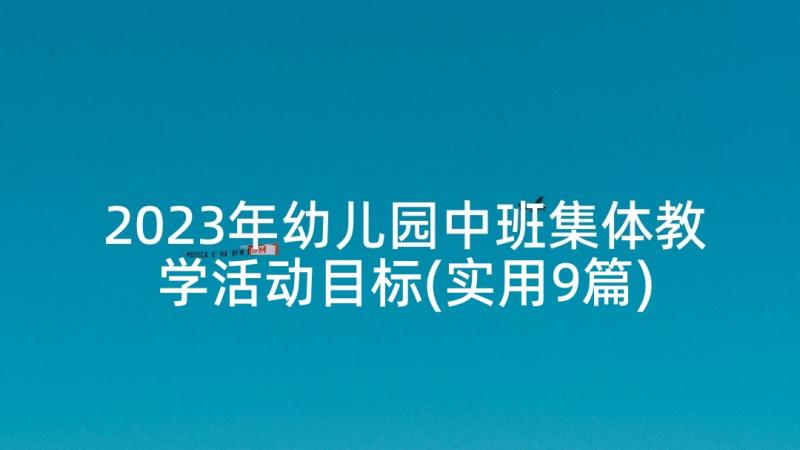 2023年幼儿园中班集体教学活动目标(实用9篇)