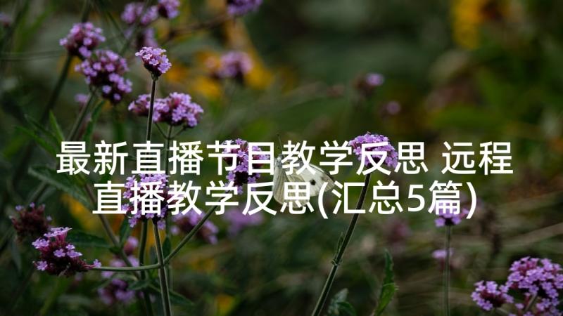 最新直播节目教学反思 远程直播教学反思(汇总5篇)