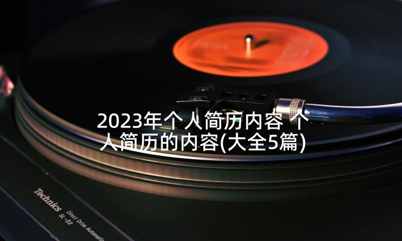 2023年个人简历内容 个人简历的内容(大全5篇)