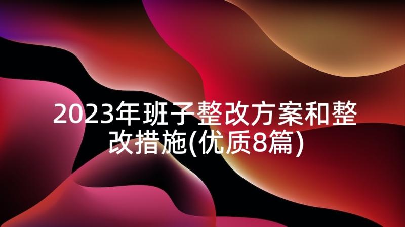 2023年班子整改方案和整改措施(优质8篇)