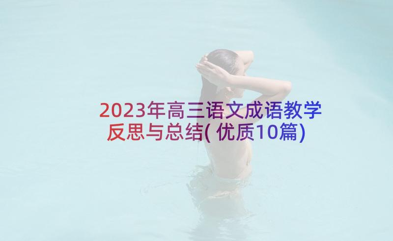 2023年高三语文成语教学反思与总结(优质10篇)