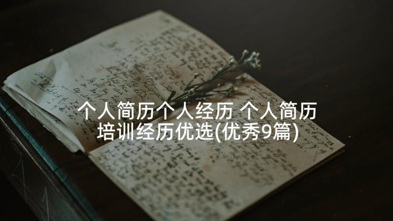 个人简历个人经历 个人简历培训经历优选(优秀9篇)