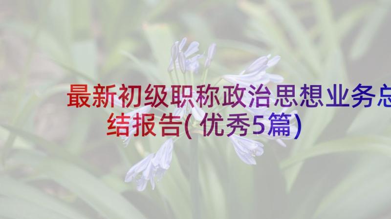 最新初级职称政治思想业务总结报告(优秀5篇)