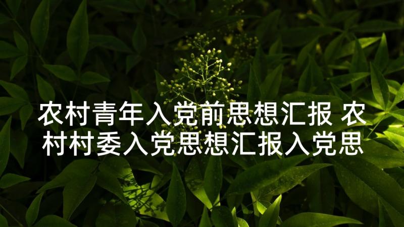 农村青年入党前思想汇报 农村村委入党思想汇报入党思想汇报(实用7篇)