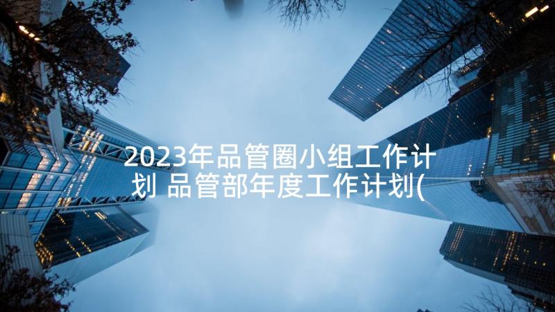2023年品管圈小组工作计划 品管部年度工作计划(大全5篇)