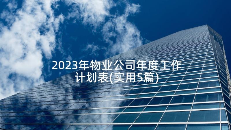 2023年物业公司年度工作计划表(实用5篇)