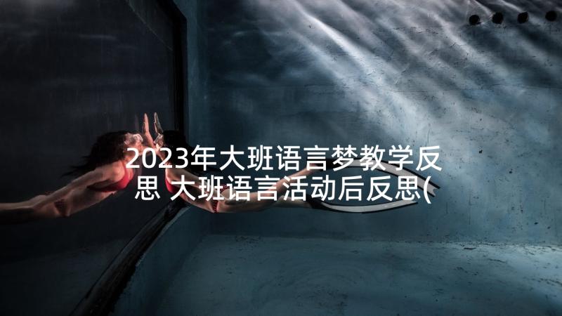 2023年大班语言梦教学反思 大班语言活动后反思(精选9篇)