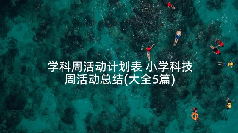 学科周活动计划表 小学科技周活动总结(大全5篇)