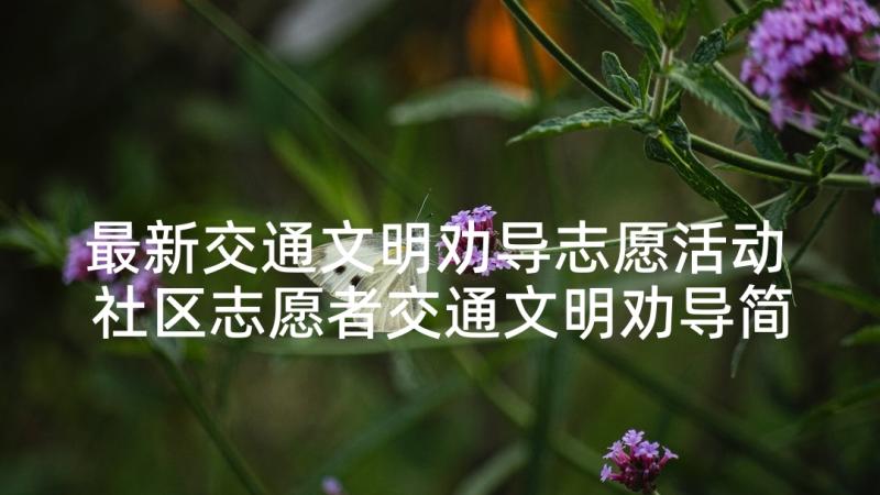 最新交通文明劝导志愿活动 社区志愿者交通文明劝导简报(精选5篇)