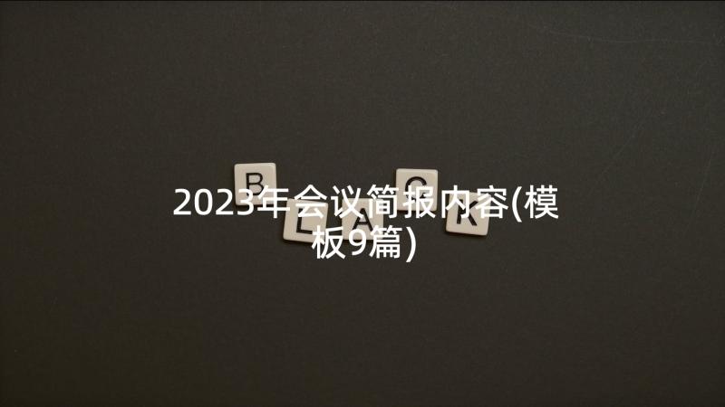 2023年会议简报内容(模板9篇)