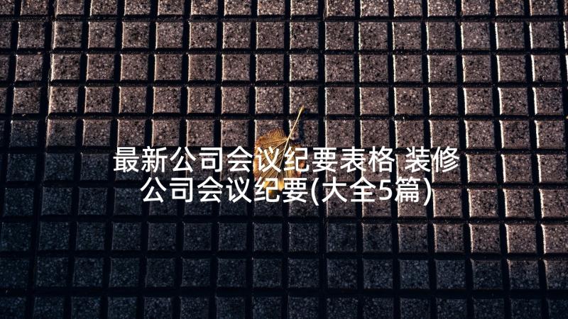 最新公司会议纪要表格 装修公司会议纪要(大全5篇)