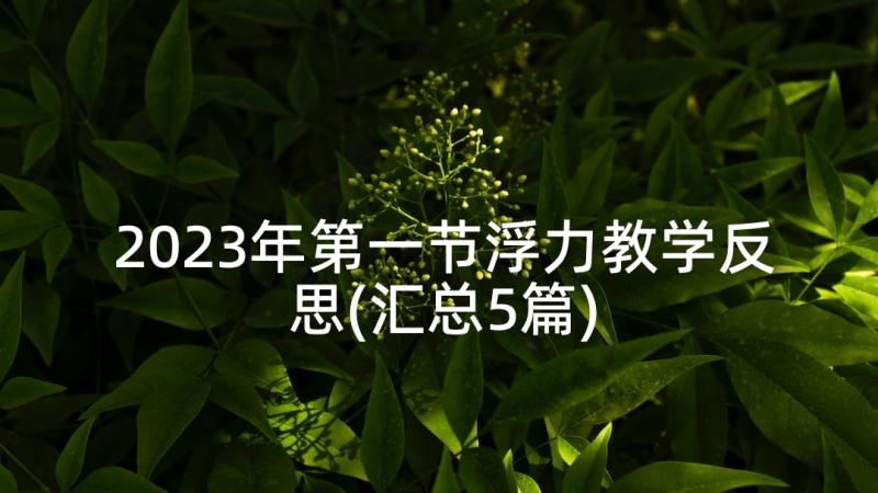 2023年第一节浮力教学反思(汇总5篇)