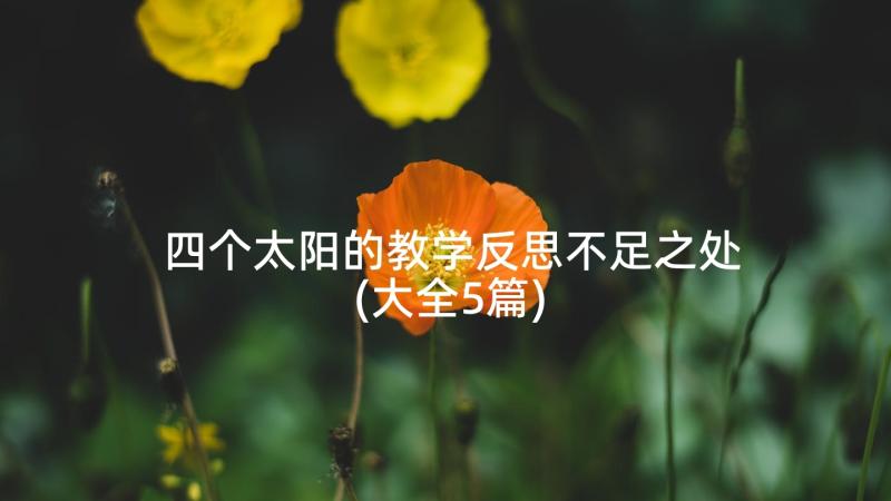 四个太阳的教学反思不足之处(大全5篇)