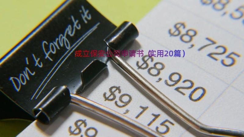 成立保安公司申请书（实用20篇）