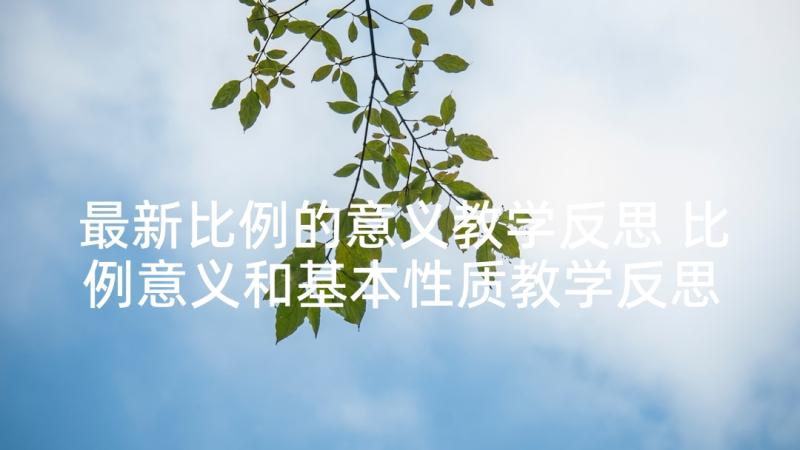 最新比例的意义教学反思 比例意义和基本性质教学反思(汇总5篇)