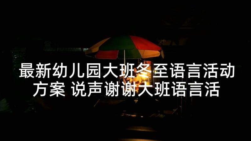 最新幼儿园大班冬至语言活动方案 说声谢谢大班语言活动反思(汇总8篇)