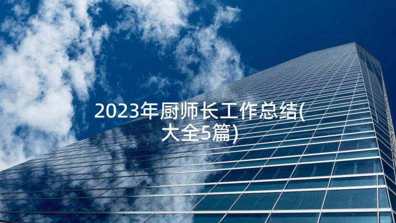 2023年厨师长工作总结(大全5篇)