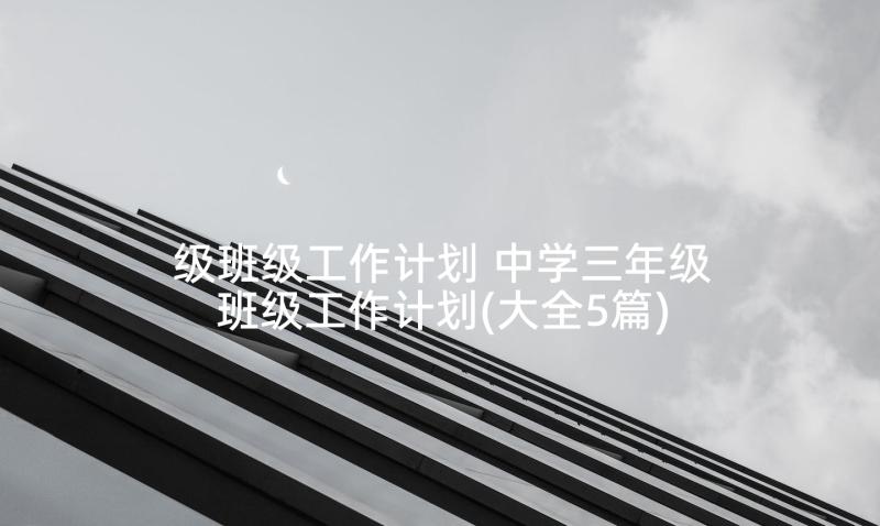 级班级工作计划 中学三年级班级工作计划(大全5篇)