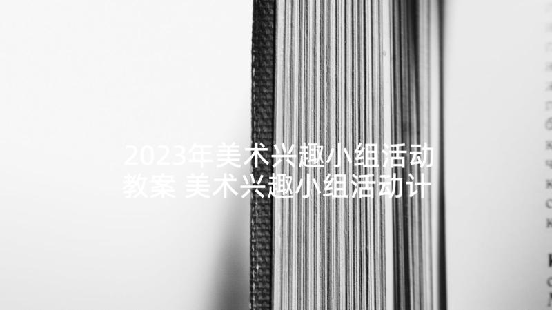 2023年美术兴趣小组活动教案 美术兴趣小组活动计划(大全7篇)