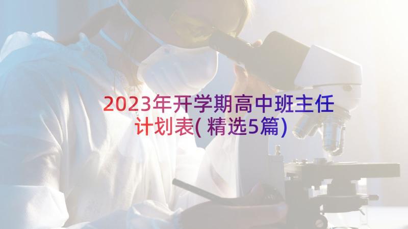 2023年开学期高中班主任计划表(精选5篇)